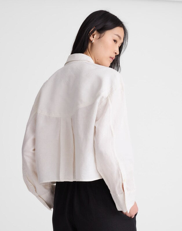 Straight-Hem Shirt in Linen-Cotton Blend IVORY LINEN