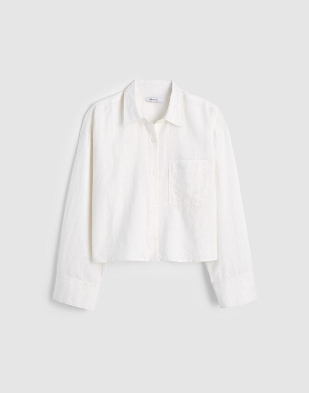 Straight-Hem Shirt in Linen-Cotton Blend IVORY LINEN