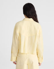 Straight-Hem Shirt in Linen-Cotton Blend CANDLELIGHT