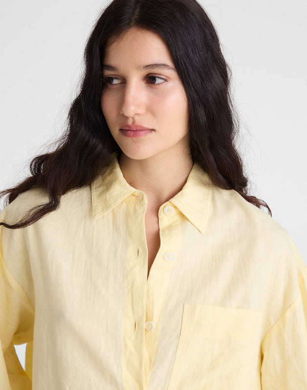 Straight-Hem Shirt in Linen-Cotton Blend CANDLELIGHT