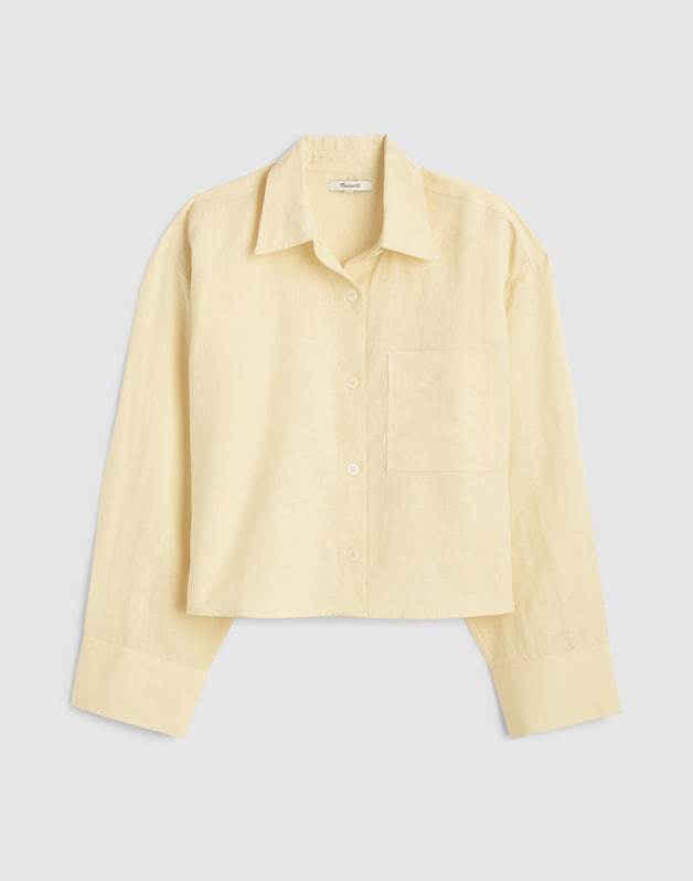 Straight-Hem Shirt in Linen-Cotton Blend CANDLELIGHT