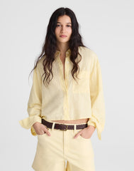 Straight-Hem Shirt in Linen-Cotton Blend CANDLELIGHT