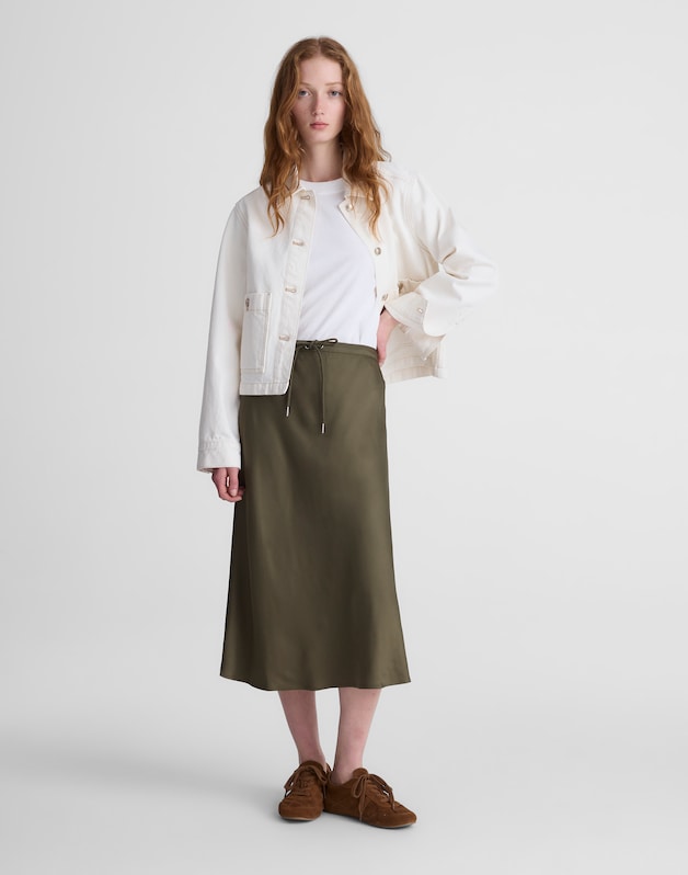 Drawstring Midi Skirt FADED IVY