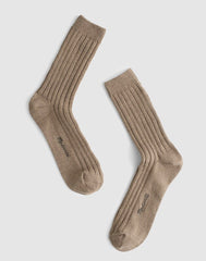 Ribbed Crew Socks in Cotton HEATHER GREY