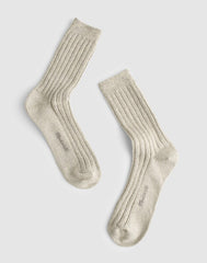 Ribbed Crew Socks in Cotton HTHR LIGHT GREY
