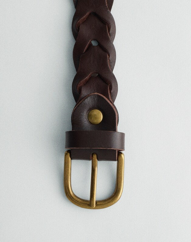 Linked Leather Belt COFFEE BEAN