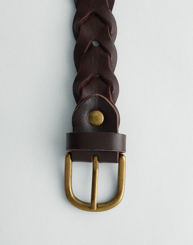 Linked Leather Belt COFFEE BEAN