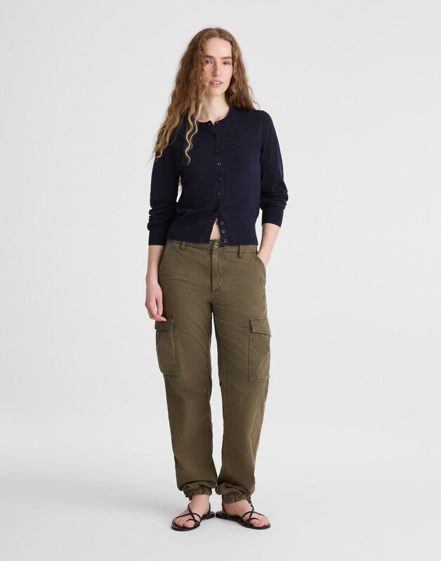 Button-Front Cardigan in 100% Cotton CLASSIC NAVY