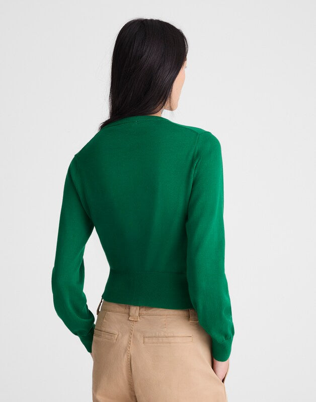 Button-Front Cardigan in 100% Cotton PARAKEET GREEN