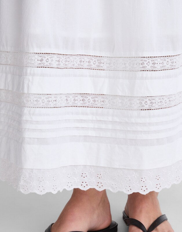 Pintucked Midi Skirt WHITE