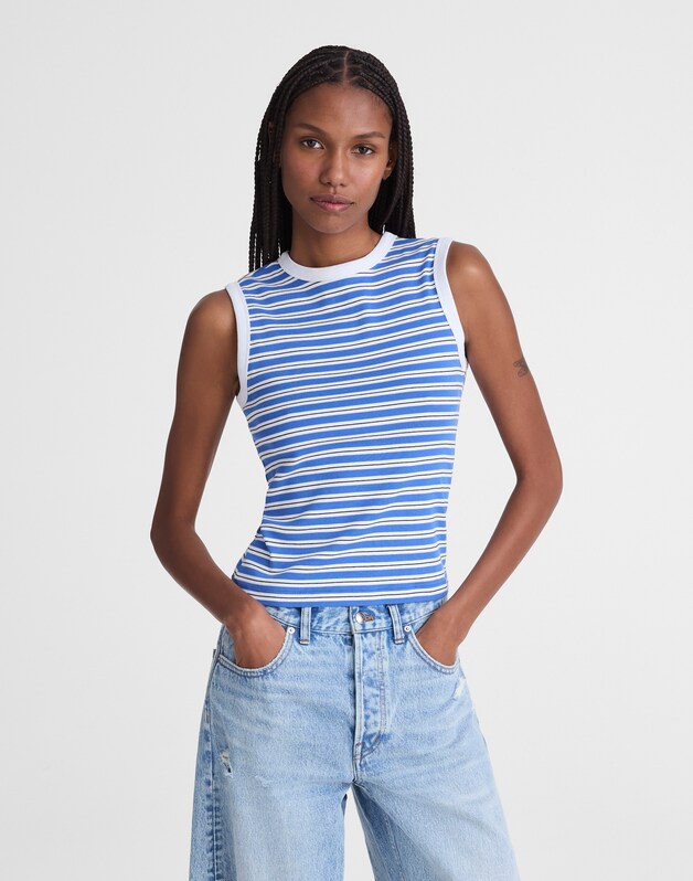 The '90s Shell Tank in Compact Cotton RETRO BLUE
