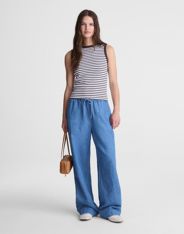 The '90s Shell Tank in Compact Cotton NEW YORK STRIPE