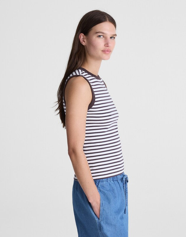 The '90s Shell Tank in Compact Cotton NEW YORK STRIPE