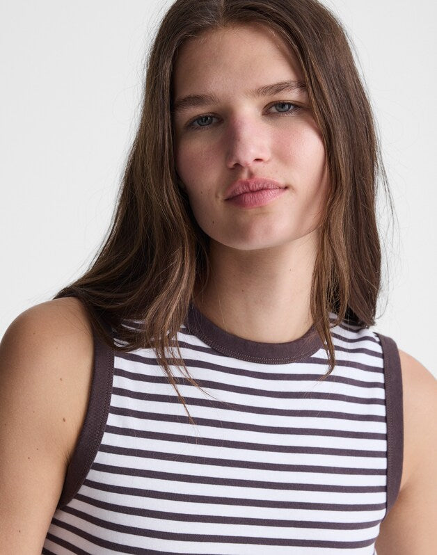 The '90s Shell Tank in Compact Cotton NEW YORK STRIPE