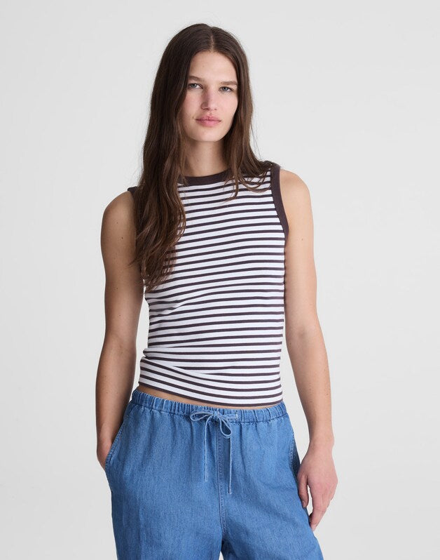 The '90s Shell Tank in Compact Cotton NEW YORK STRIPE