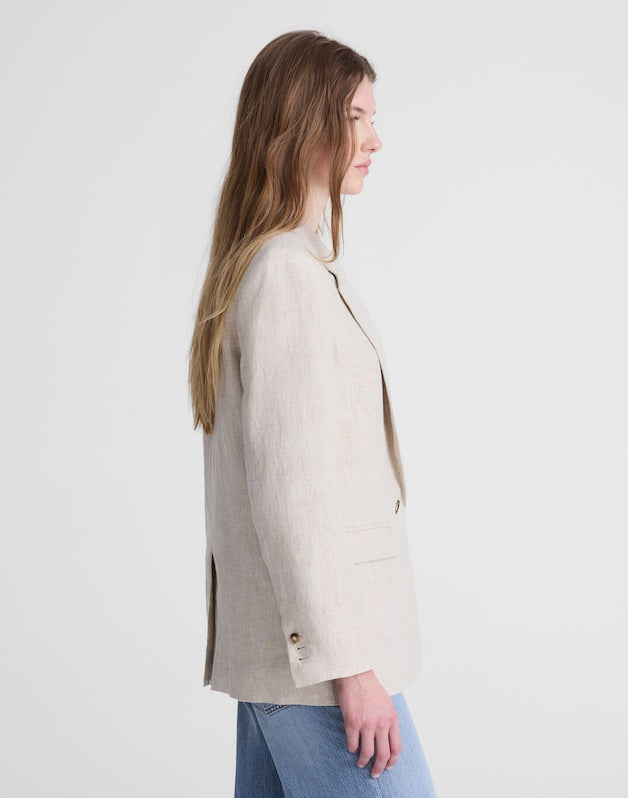 The Mercer Relaxed Blazer in 100% Linen OAT