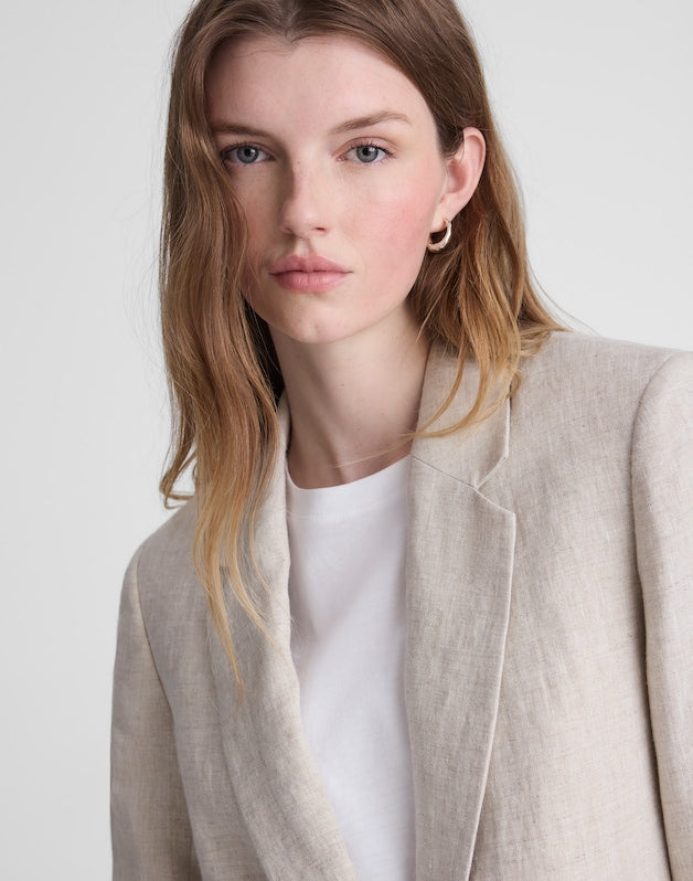 The Mercer Relaxed Blazer in 100% Linen OAT