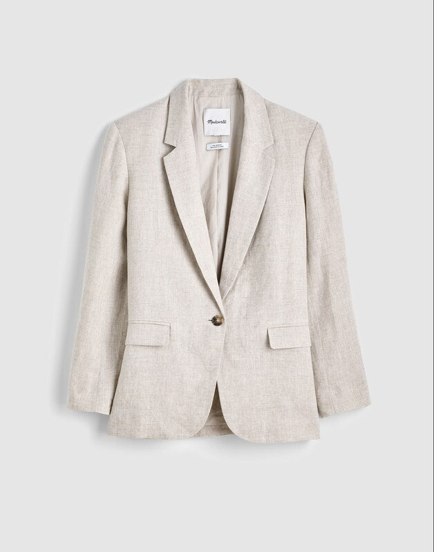 The Mercer Relaxed Blazer in 100% Linen OAT