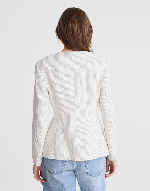 The Nolita Cutaway Blazer in 100% Linen LIGHTHOUSE