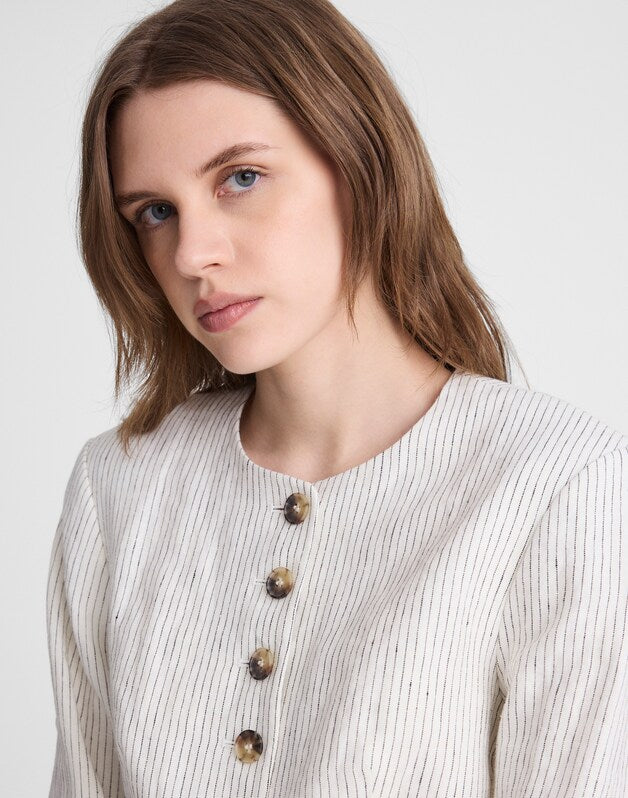 The Nolita Cutaway Blazer in 100% Linen LIGHTHOUSE