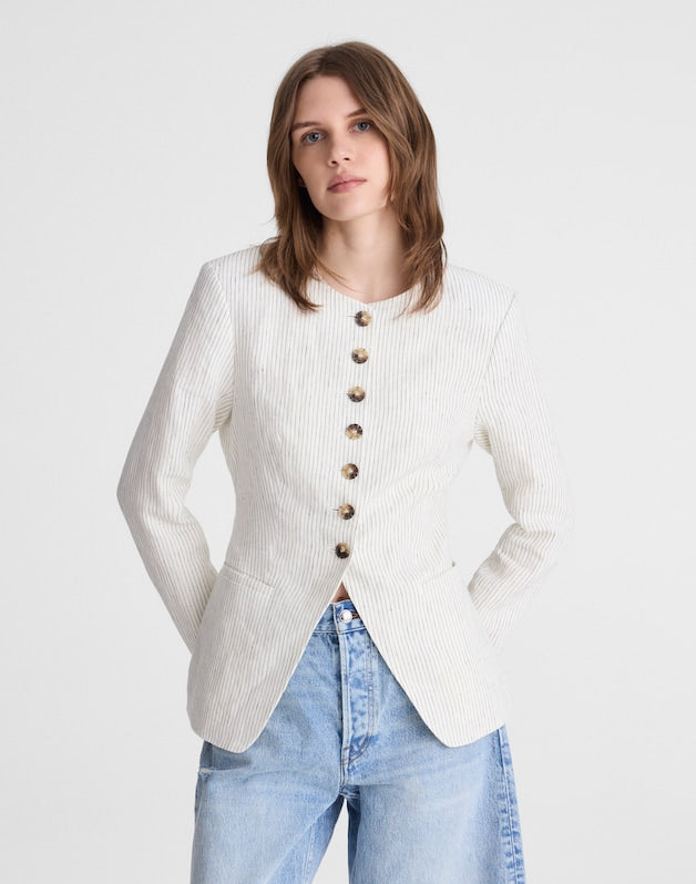 The Nolita Cutaway Blazer in 100% Linen LIGHTHOUSE