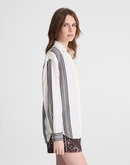 The Easy Shirt in Linen Blend BOLD PLACEMENT STRIPE BLACK