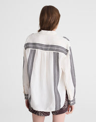 The Easy Shirt in Linen Blend BOLD PLACEMENT STRIPE BLACK