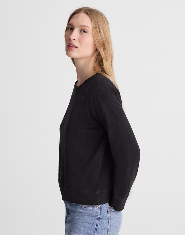 The Relaxed Raglan Tee in Vintage Jersey BLACK CHARCOAL