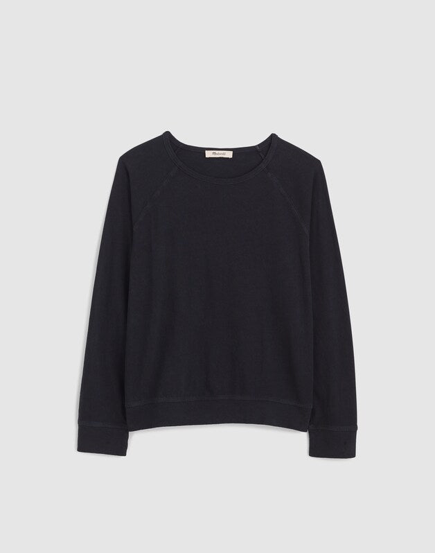 The Relaxed Raglan Tee in Vintage Jersey BLACK CHARCOAL