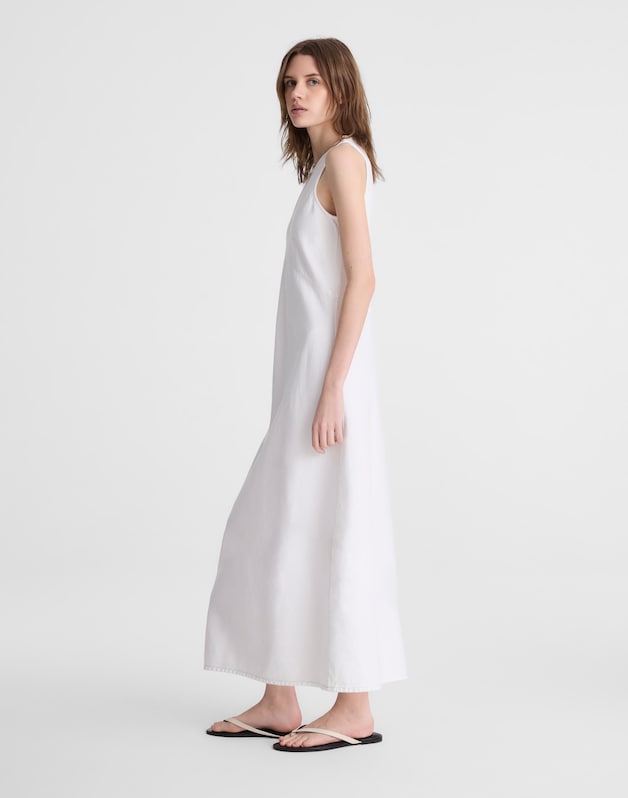 Denim Seamed Maxi Dress TILE WHITE