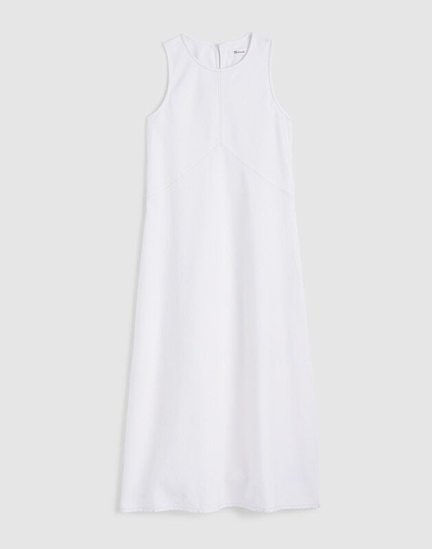 Denim Seamed Maxi Dress TILE WHITE