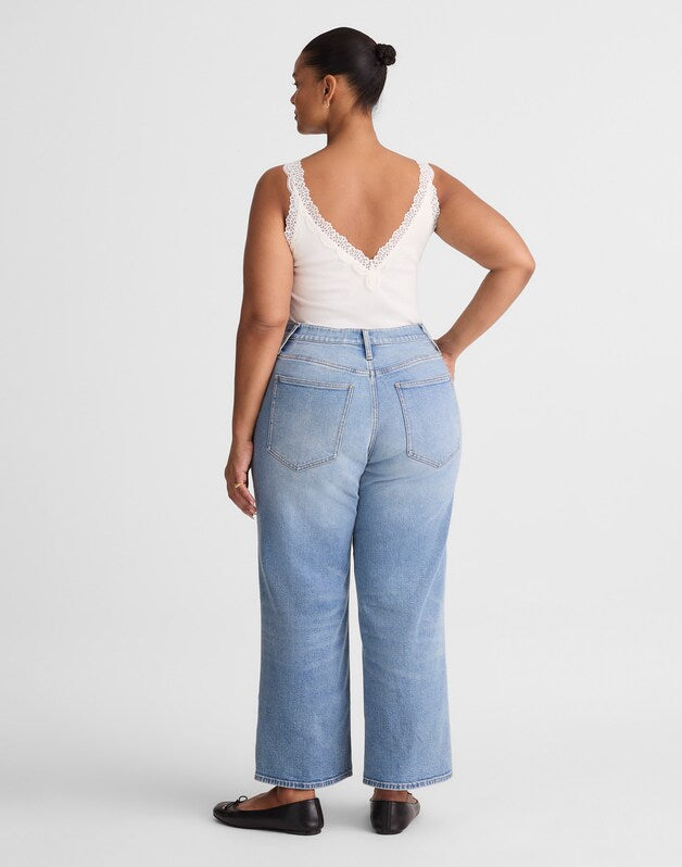 The Plus Curvy Perfect Vintage Wide-Leg Crop Jean RAEBROOK WASH