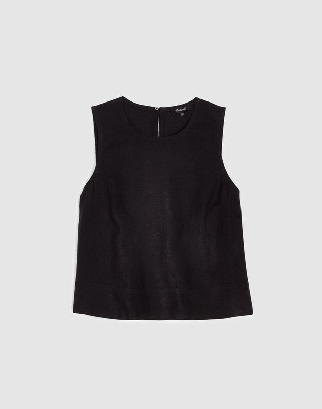 Shell Top in 100% Linen JET BLACK