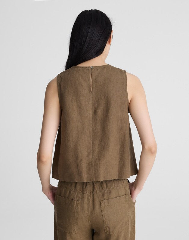 Shell Top in 100% Linen SAFARI KHAKI
