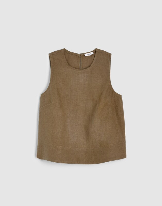 Shell Top in 100% Linen SAFARI KHAKI