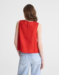 Shell Top in 100% Linen WILD POPPY