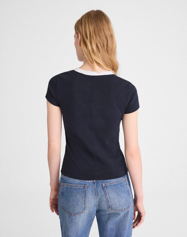 The '90s Crewneck Tee in Compact Cotton COLORBLOCK