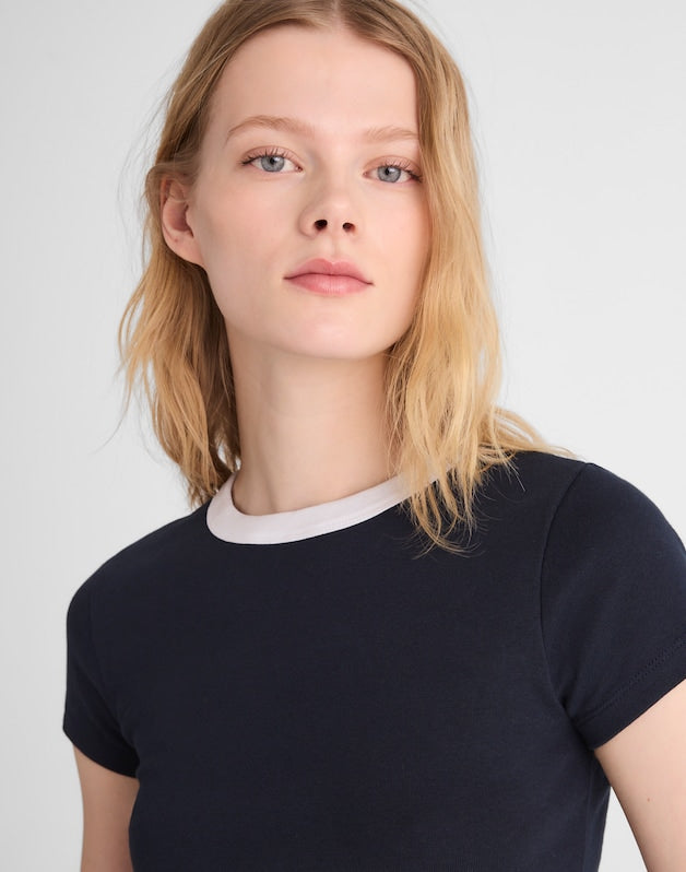 The '90s Crewneck Tee in Compact Cotton COLORBLOCK