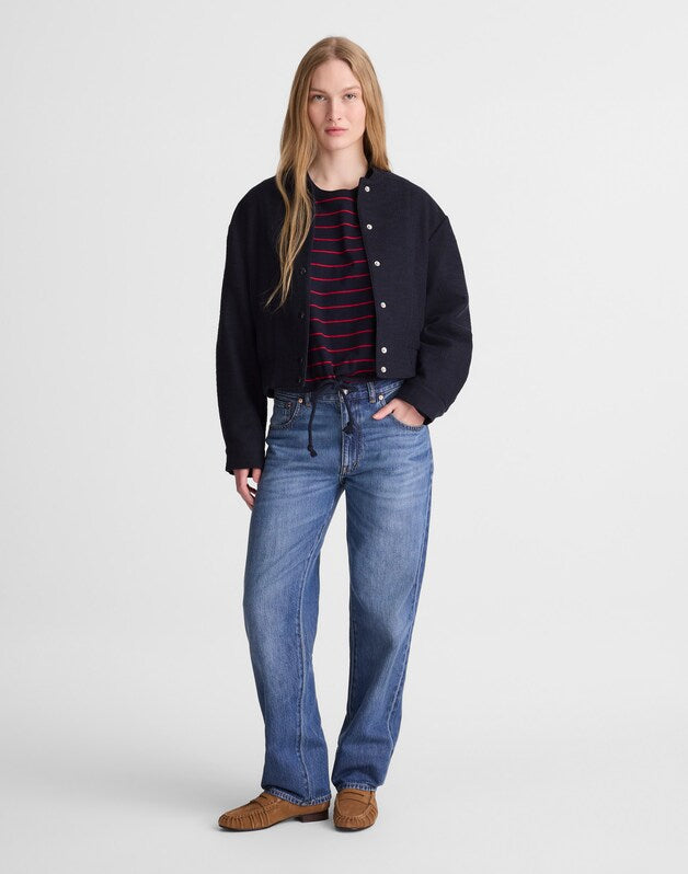 Bomber Jacket in Boucl&eacute; CLASSIC NAVY