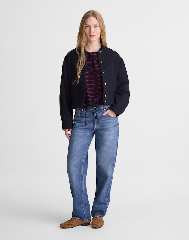 Bomber Jacket in Boucl&eacute; CLASSIC NAVY
