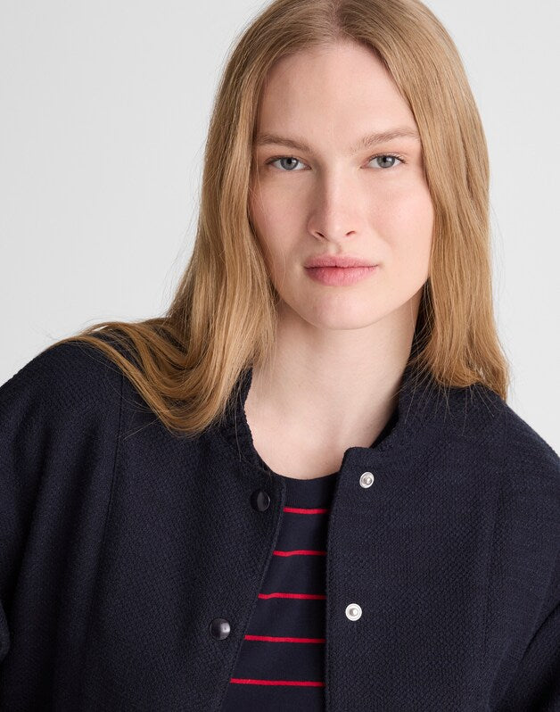 Bomber Jacket in Boucl&eacute; CLASSIC NAVY