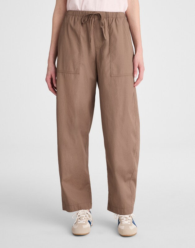 Pull-On Barrel-Leg Utility Pants in Poplin DARK DRIFTWOOD