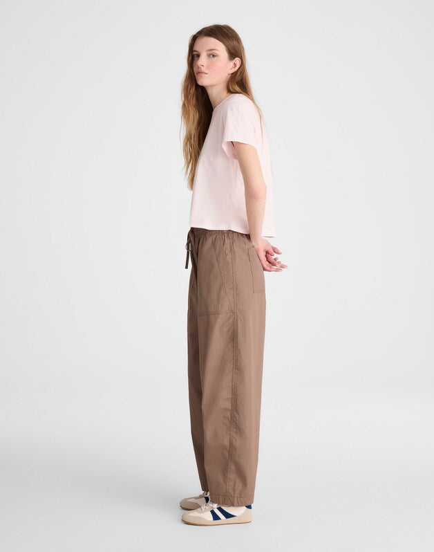 Pull-On Barrel-Leg Utility Pants in Poplin DARK DRIFTWOOD