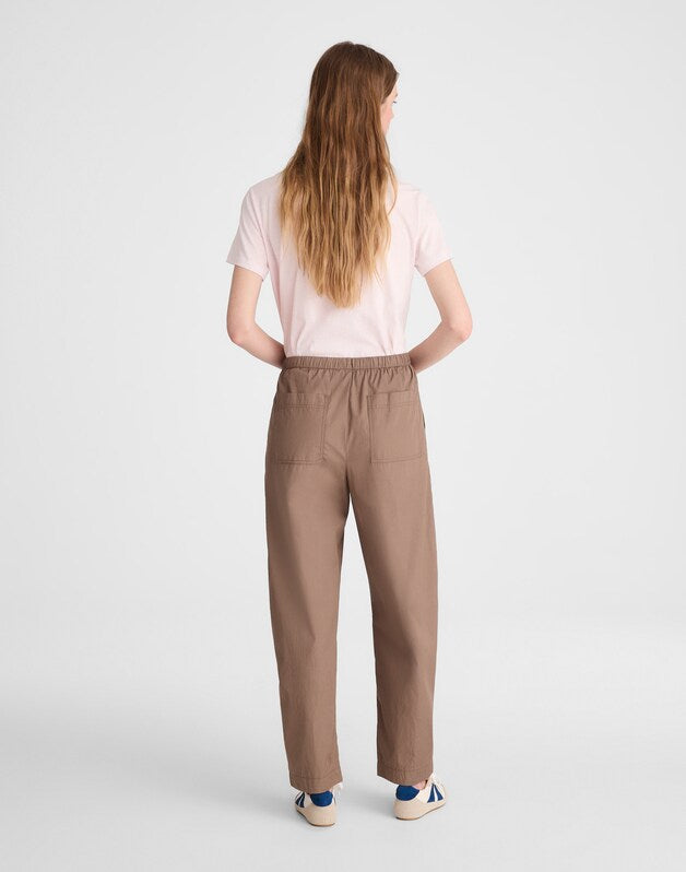 Pull-On Barrel-Leg Utility Pants in Poplin DARK DRIFTWOOD