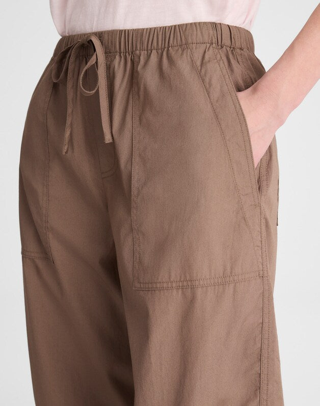 Pull-On Barrel-Leg Utility Pants in Poplin DARK DRIFTWOOD