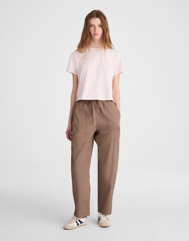 Pull-On Barrel-Leg Utility Pants in Poplin DARK DRIFTWOOD