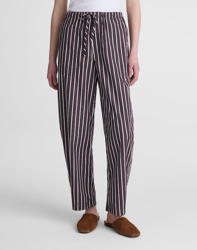 Pull-On Barrel-Leg Utility Pants in Poplin CHOCOLATE PLUM