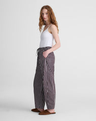 Pull-On Barrel-Leg Utility Pants in Poplin CHOCOLATE PLUM