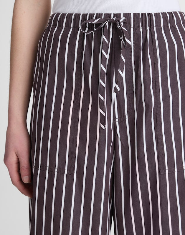 Pull-On Barrel-Leg Utility Pants in Poplin CHOCOLATE PLUM