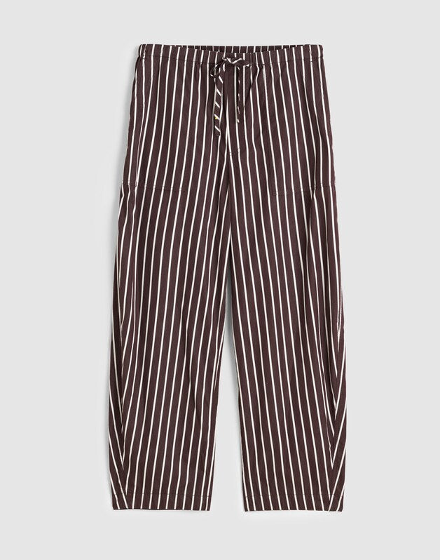 Pull-On Barrel-Leg Utility Pants in Poplin CHOCOLATE PLUM